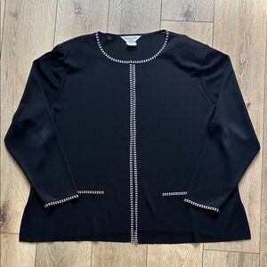Exclusively Misook Jacket 3X Black White Trim Hook & Eye Blazer Cardigan